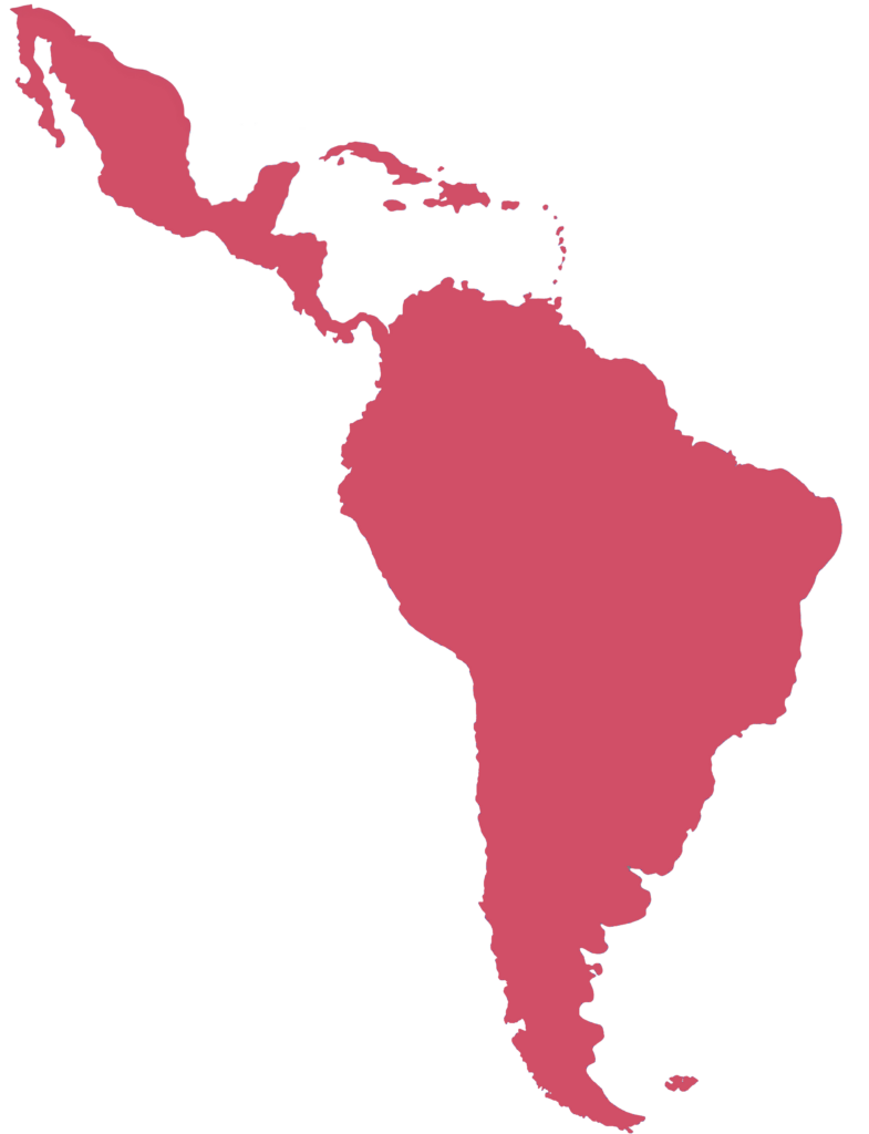 Pink map of the Latin America and the Caribbean territory